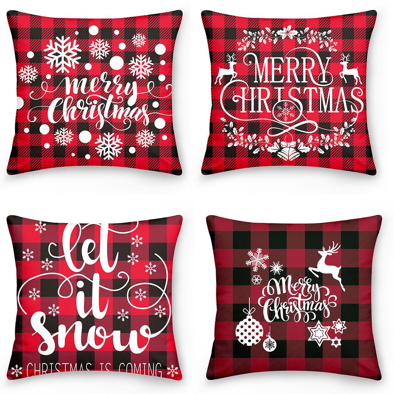 

4 шт. Рождественские наволочки Украшение для рождественской вечеринки Наволочка с рождественской елкой и Санта-Клаусом Новогодний подарок One Size