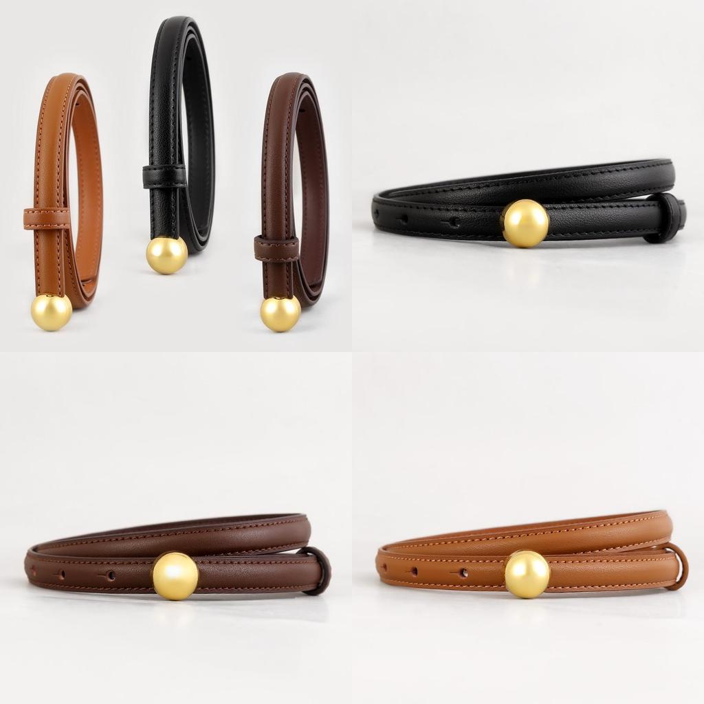 Echter Leder Damen Skinny Gürtel Mit Dornschließe Für Kleid Und Sommerkleidung