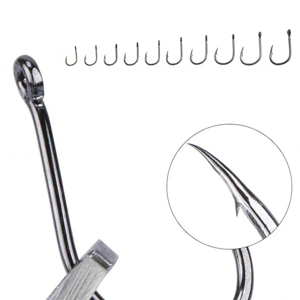 100/500 PCS Fishing Hooks Set #3~#12 Carbon Steel Single Circle Fishhook Fly Fishing Jip Barbed Carp Hooks Sea Tackle Accessorie