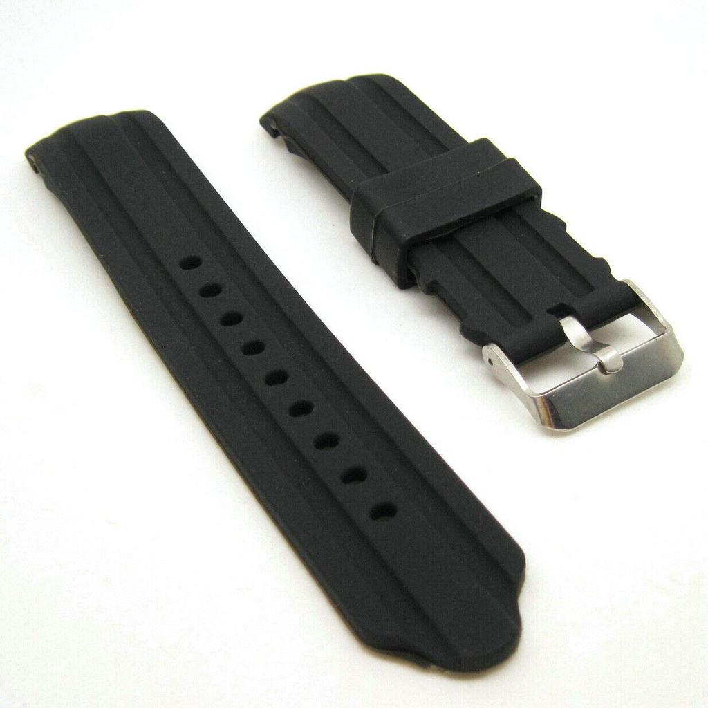 G24 20mm Waterproof Black Silicone Rubber Curved End Dive Watch Band Strap