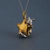 European Zodiac Star Series Mouse Pendant Necklace, Silver/Gold Plated – Cute Birthday Gift for Men and Women