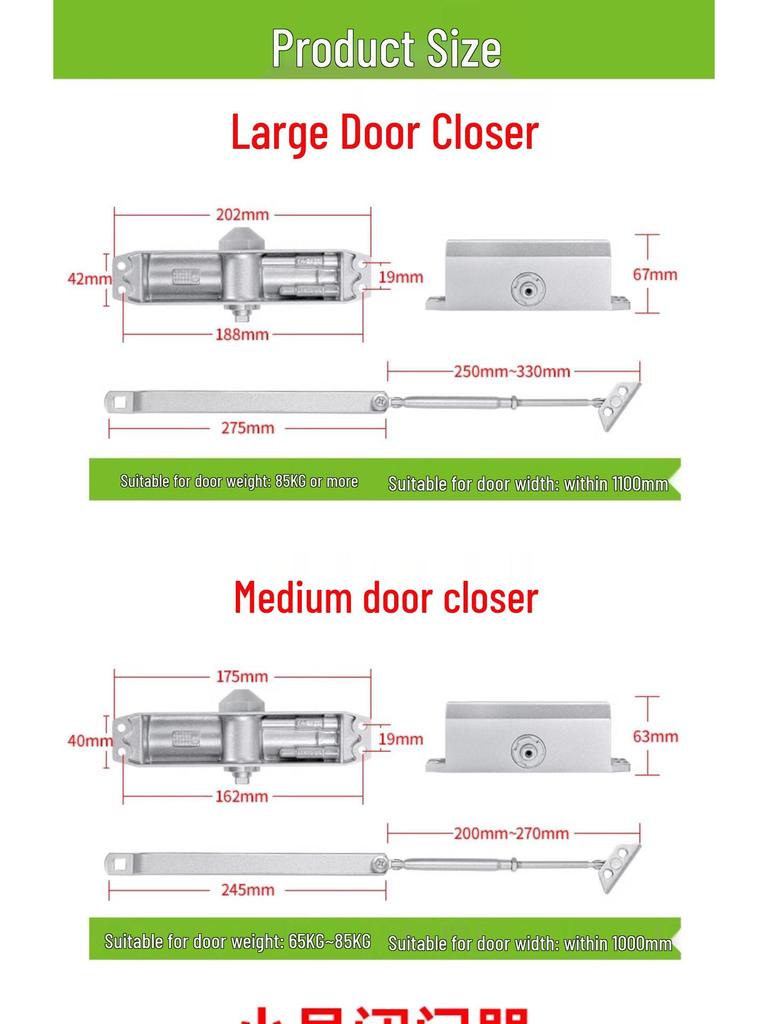 Hydraulic Automatic Sliding and Fire Door Closer - No Drill Installation
