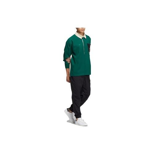 adidas Originals Casual Zip-Up Long-Sleeve Polo Shirt Men’s Dark Green