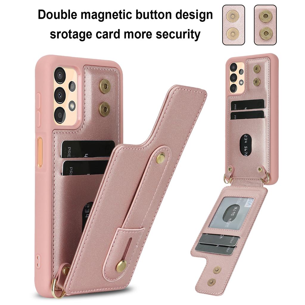 For Samsung Galaxy A53 5G PU Leather+TPU Phone Case Card Slots Design Wristband Kickstand Cover