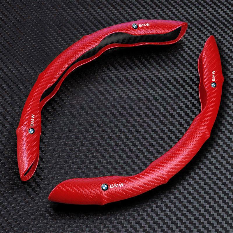 2Pcs Car Steering Wheel Cover Carbon Fiber Sports Ultra-thin Non-slip Card Cover For Bmw M Performance M3 M5 M6 F01 F20 F13 F30 F34