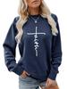 Women's Autumn/Winter Easter Print Plus Velvet Hoodie with Back Tie Collar