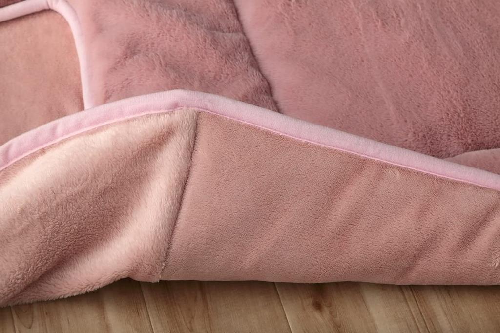 IKEHIKO Kotatsu Futon, Square, Lapierce, Space-Saving, Dusty Pink, Approx. 160 X 160 Cm, Solid Color, Soft, Fluffy, Feminine #6842499