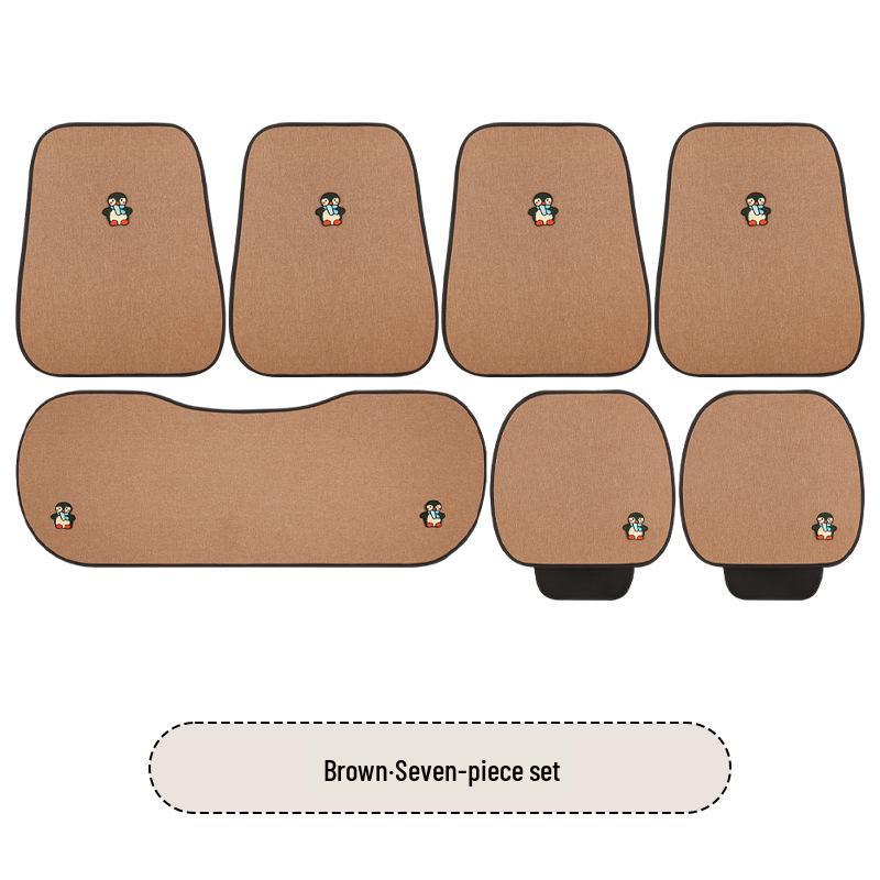 All-Season Penguin Cartoon Seat Cushion for Peugeot 408, 408X, 508, 4008 - Cotton Linen Design for Women