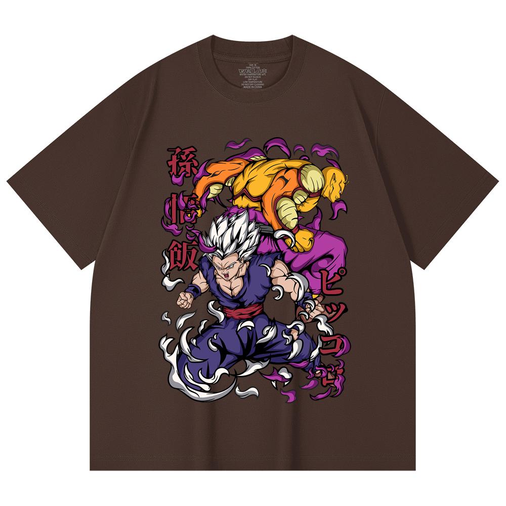230 g/m² 100 % Baumwolle Dragon Ball V57 Gohan Piccolo Aufdruck Unisex Schweres Baumwoll-T-Shirt