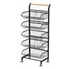 Fruit Vegetable Basket, 5-Tier Adjustable Rolling Pantry Kitchen Cart On Wheels, Metal Wire Storage Basket Cart for Fruit, Potato, Onion, Vegetable,