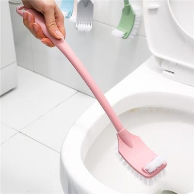 Double-sided Toilet Brush Set Bathroom Long Handle Cleaning Scrub Toilet Dead Spot Decontamination Soft Brush with Base