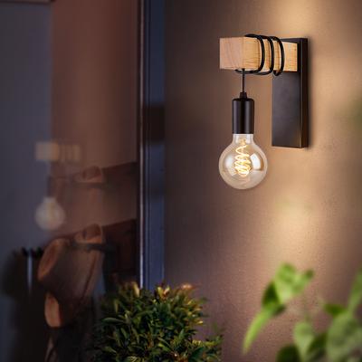 Żelazo w stylu vintage drewno kinkiet E27 kryty Loft korytarz zewnętrzny retro kinkiety do domu kinkiet przemysłowy Nordic lampka nocna