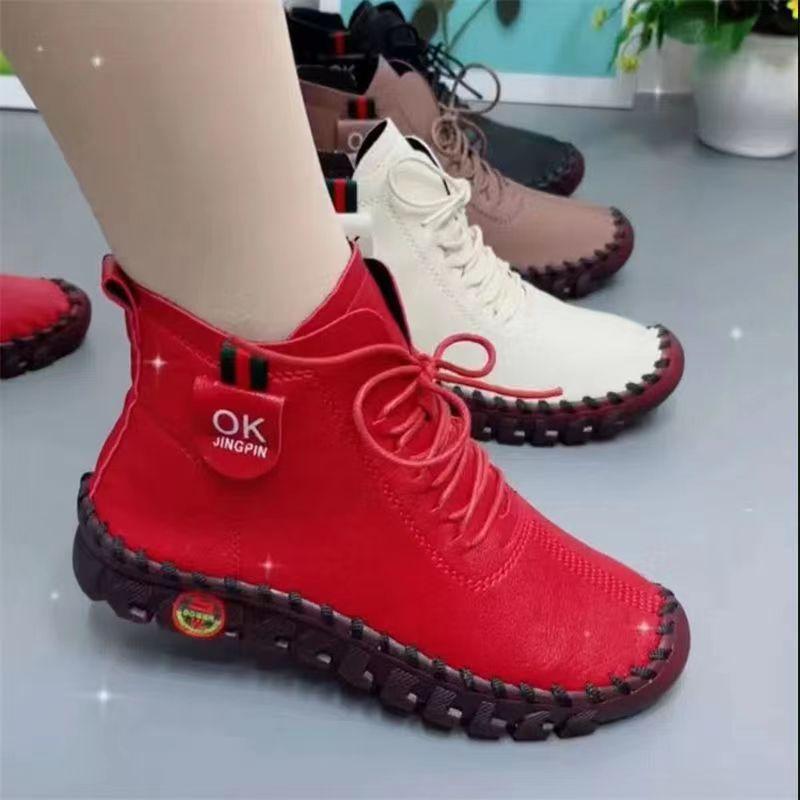 2025 Sneakers Women Shoes Platform Loafers Lace Up Leather Flat Slip-On New Spring Casual Mom Shoe Mujer Zapatos Chaussure Femme