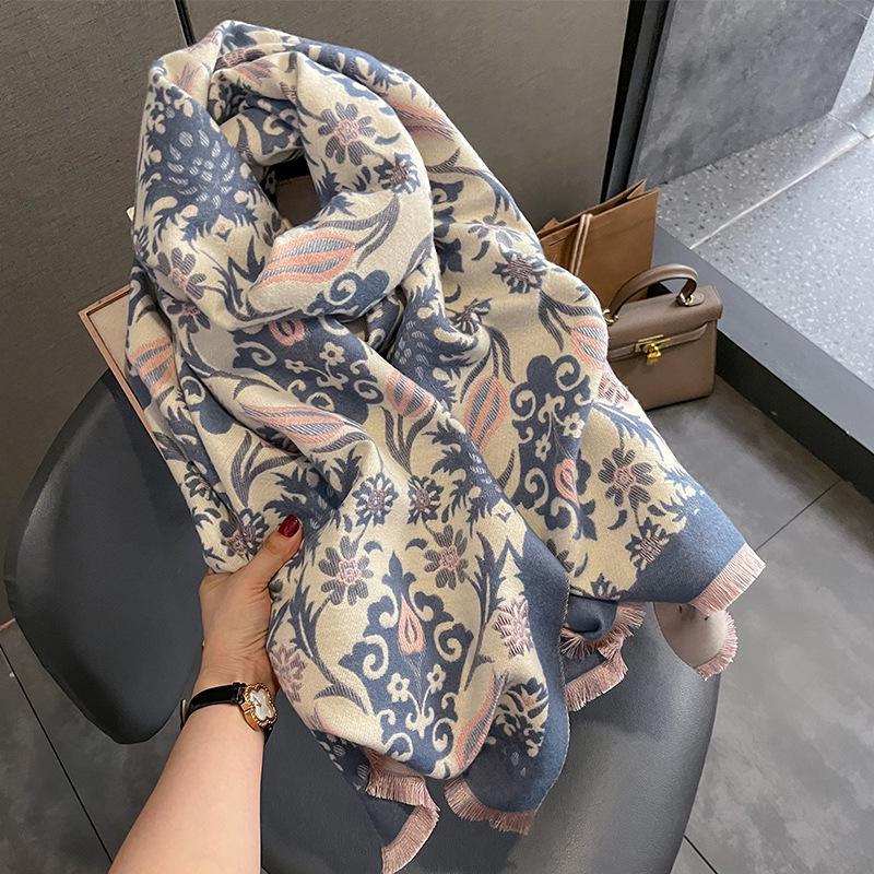 2023 Women's Winter Imitation Cashmere Scarf - Korean Style Cashew Pattern Warm Shawl and Neck Warmer