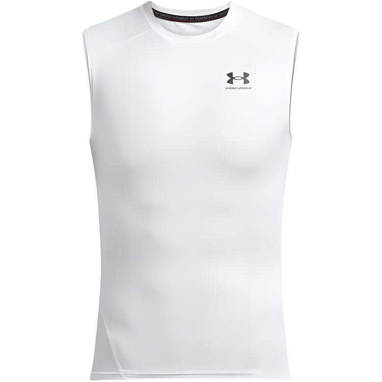Under Armour Mens HeatGear® Sleeveless Solid Slim Fit Sports Moisture-Wicking Breathable Tank Top Men Tops White 1361522-101