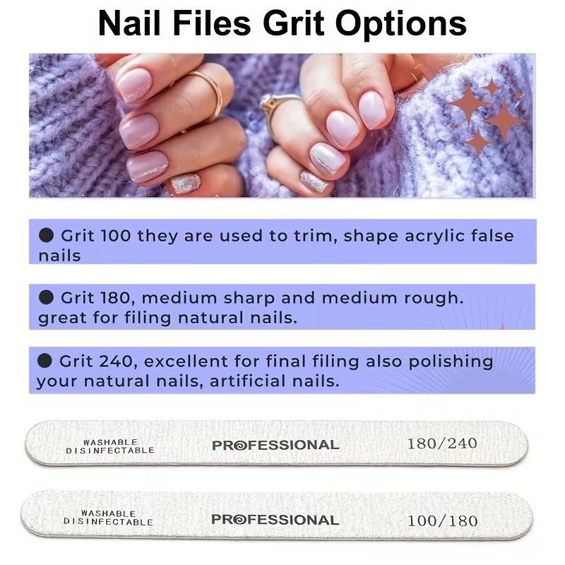 10-100PCS Wooden Nail File Professional Sanding Buffer Files 100/180/240 Double Side For Nail Art Pedicure UV Gel Tips Tools