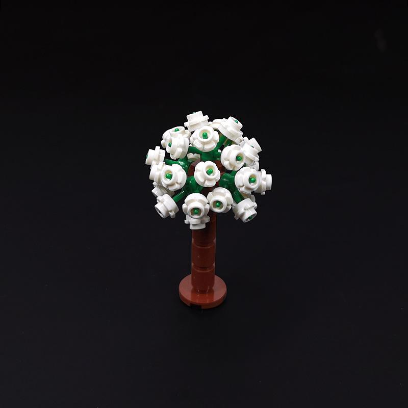 Assemble small pellet flower ball tree house wedding city street scene hydrangea building block toy