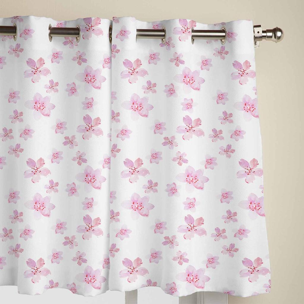 Pink Watercolor Cherry Blossom Window Curtains for Living Room Luxury Bedroom Curtain Kitchen Blinds Drapes Curtains