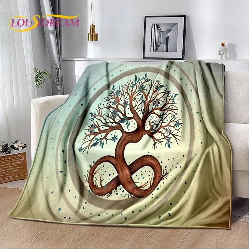 Nordic Mythology Yggdrasil Nature Tree of Life Blanket,Flannel Soft Throw Blanket for Home Bedroom Bed Sofa Picnic Office Kids