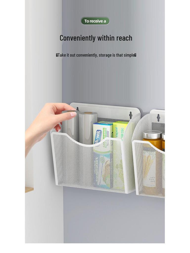Magnetic Kitchen Storage Rack - Cling Film & Bag Organizer for Refrigerator