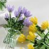 Glass Flower Bouquet with Vase Hand-Blown Mini Flower Decoration Home Living Room Handmade Simulation Floral Ornament with Stem