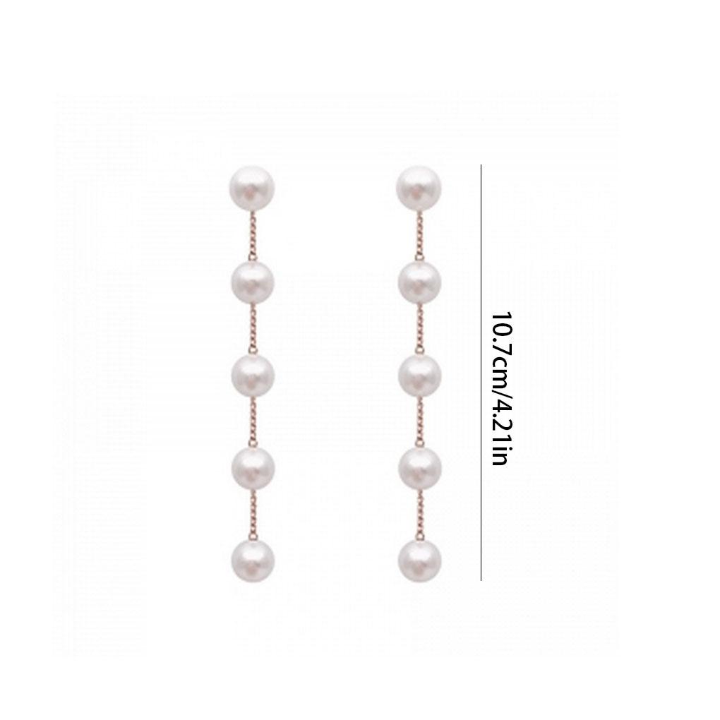 1 Pair Pearl Earrings Long Chain Women Teens Stud Ear Rings Anniversary Female Jewelry Daughter Personalized Gift Accessories