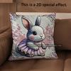 2D Cute Bunny Dress Pattern Cushion Covers Pattern Cushion Cover Suitable For Sofa Bedroom Car Pillow Cover