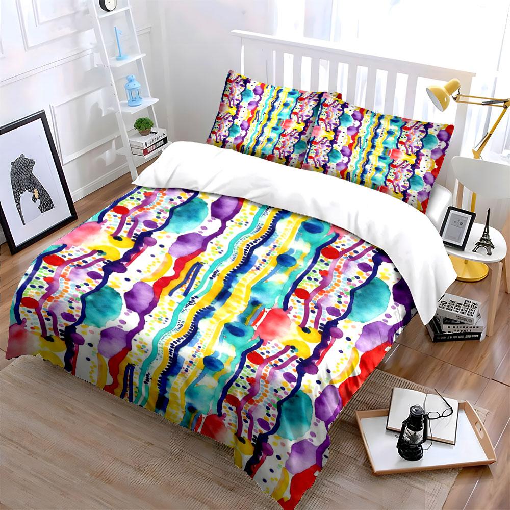 Colorful Wavy Stripes. Bedding Sets Duvet Cover Sets Duvet Covers Pillowcases(1 * Duvet Cover 2 * Pillowcases, Without Duvet Insert)