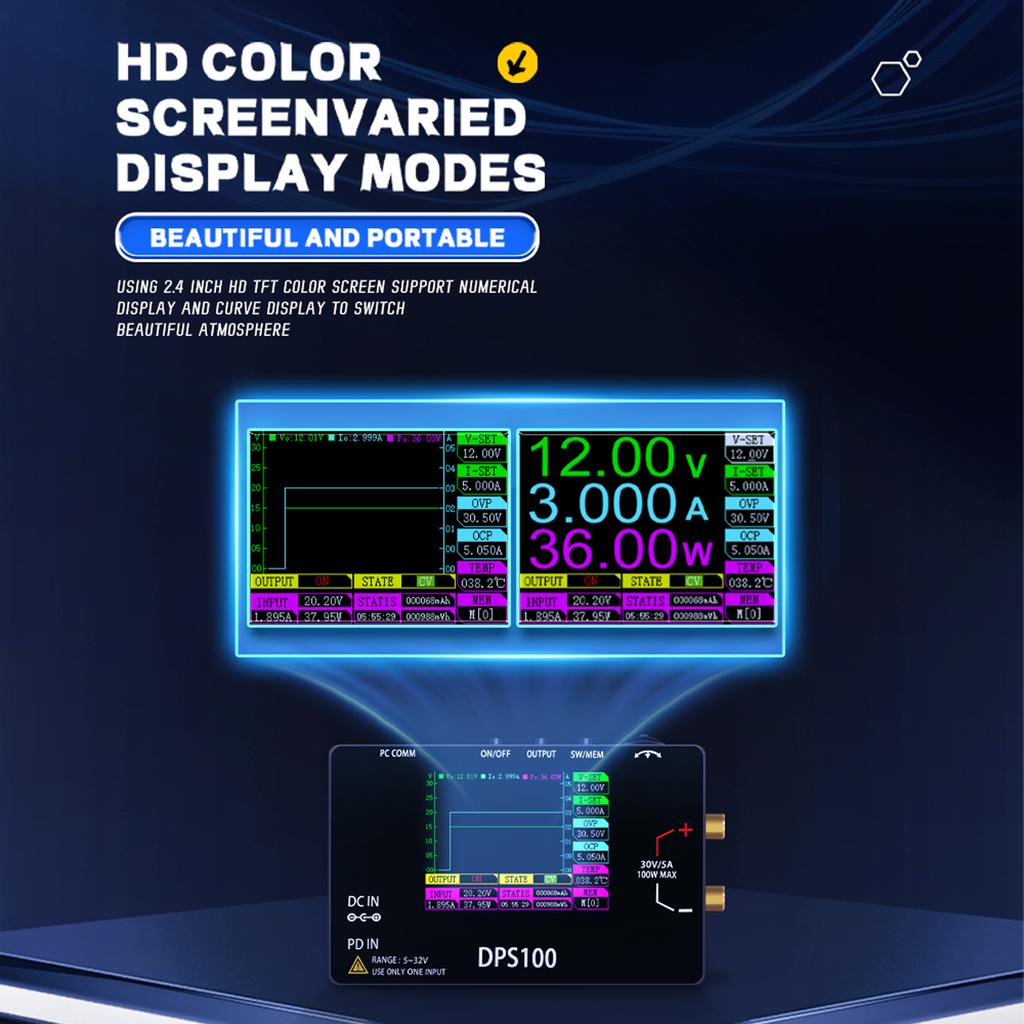 DPS100 Taschen-Labor-DC-Netzteil 30V 5A 100W Taschengöße Tisch-Schaltregler Programmierbarer Spannungsregler Netzteil