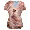 Japanese Style Cherry Blossom Girl Printed T-shirt Tees O Neck Loose Short Sleeve Blouse Female Fashion Animal Graphic Tops Harajuku Streetwear