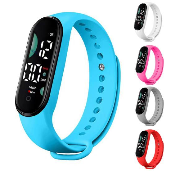 M9 Electronic Watch LED Touch Control Waterproof Casual Multifunctional Week Time Display Lightweight Men Women Unisex Sports Bracelet for Kids