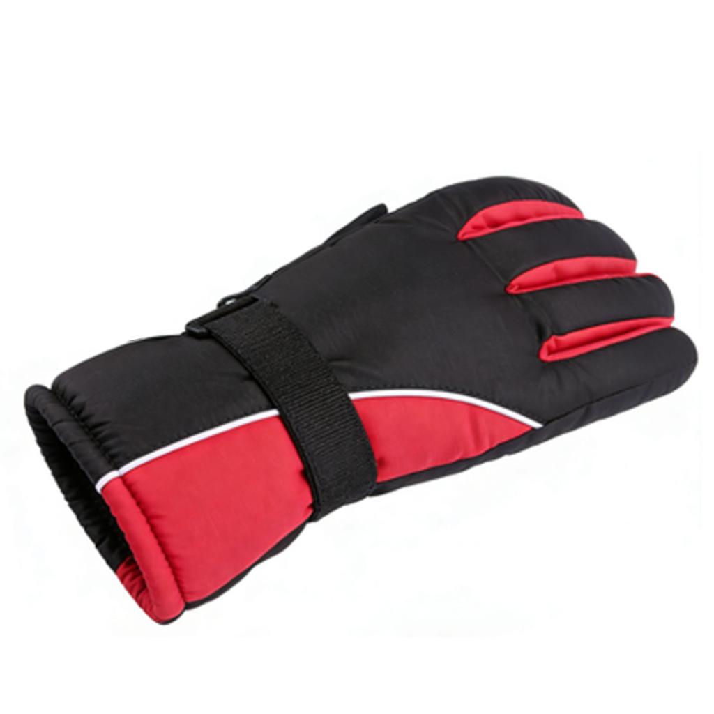 Winter Ski Gloves Windproof Waterproofing Plush Lining Warm Motorcycle Gloves for Skiing Cycling Hiking Climbing Red