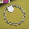 925 Sterling Silver Round Pendant Bracelet Chain Jewelry