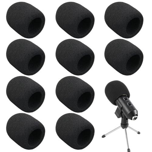 yowodana Microphone Windscreen Sponge Covers (10-Piece Set), Replacement Microphone Covers, Noise-Blocking, Antibacterial, Dustproof, Strong Elasticit