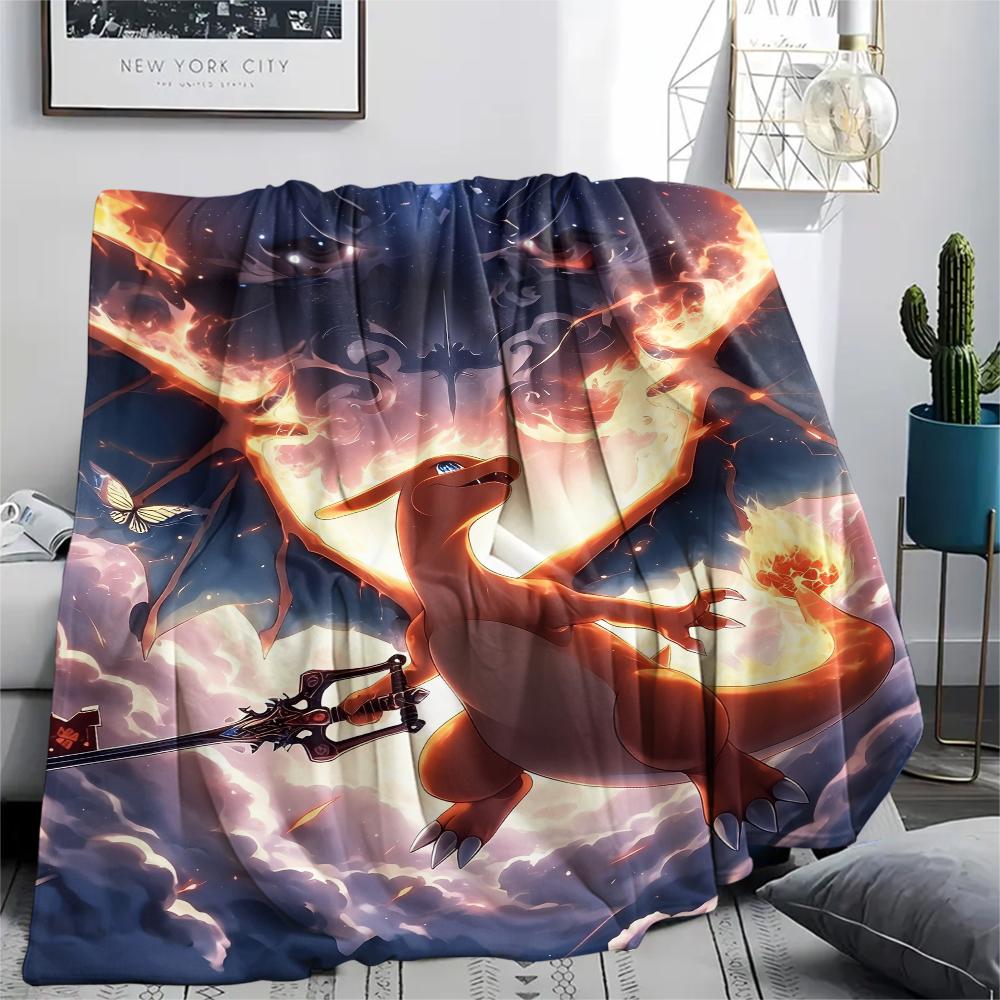 Charmander pattern Flannel Blanket, High quality Comfortable for All Seasons, Home Decor, Warmth and Comfort, Perfect for Gifts.