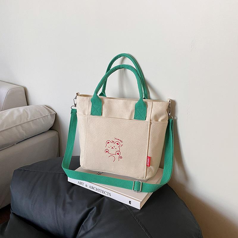 Korean Version of Contrasting Color Handbag New Niche Cute Printed Shoulder Bag Fashionable Trendy Casual Crossbody Bag