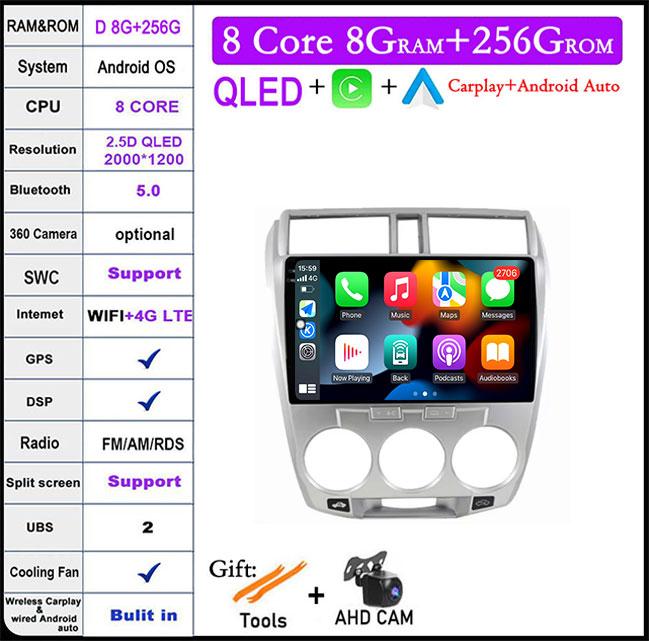 9 Lnch For Honda City 2008 -2013 Car Radio Multimedia Video Player Navigation GPS Head Unit BT