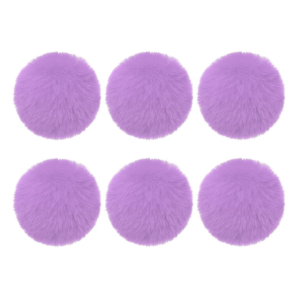 Faux Fur Pom Poms for Hats 6Pcs Fluffy Soft Fur Poms Balls with Elastic Loop for Keychain Knitting Hats DIY Gloves Bag Christmas