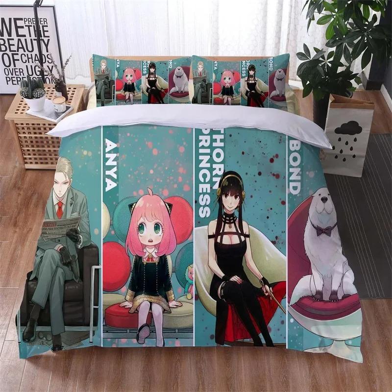 Comforter 3D Anime Spy Family Bedding Set 3D Printed Suitable For Bedroom Kids Home Textile