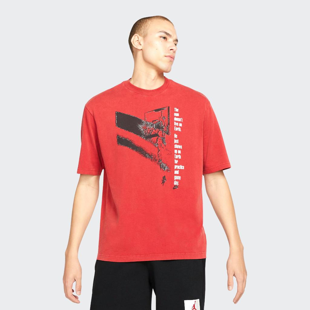 Jordan Flight Print Basketball Performance Short Sleeve T-Shirt Men Tops Grass-Orange CV5109-884