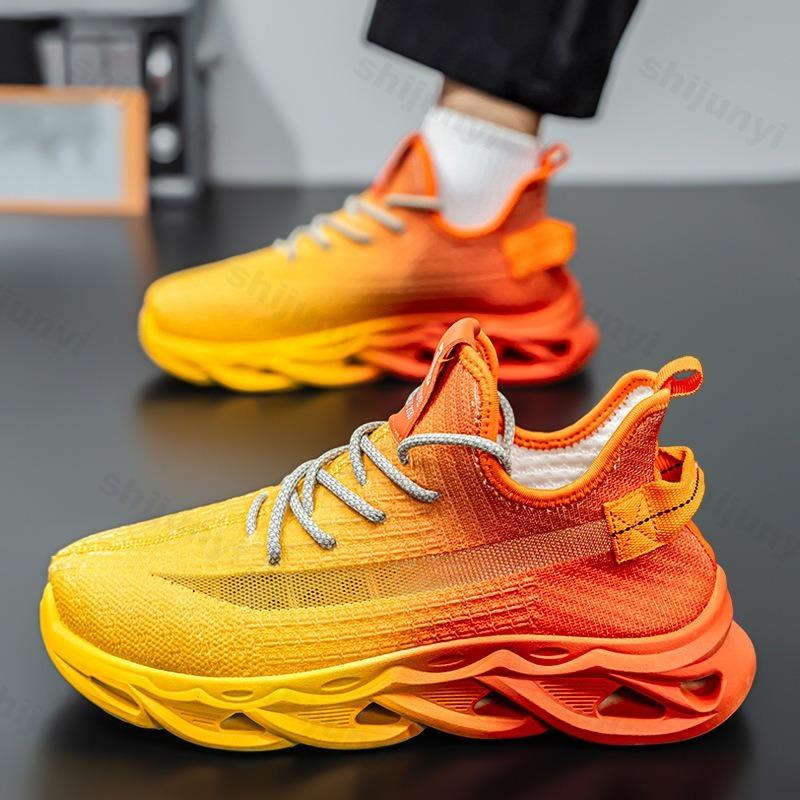 Fashion Men Fashion Trend Shoes Summer Mesh 2025 New Fly Weave Sports Casual Shoes Gradient Candy Color Design Outdoor Running Sneakers