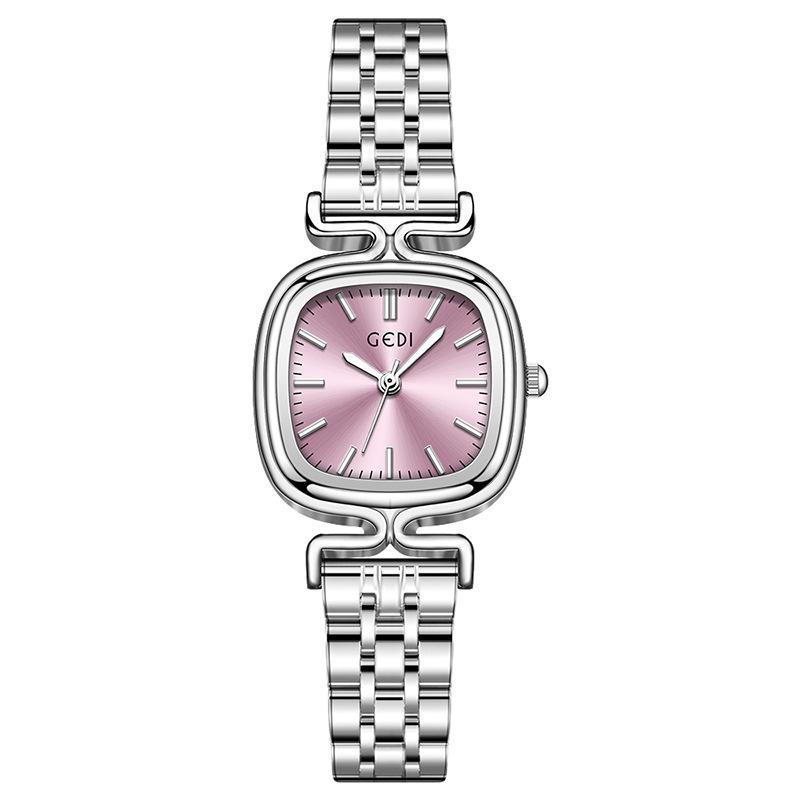Women'S Simple High-Value Small Square Steel Belt Watch Niche High-End Dopamine Quartz Watch