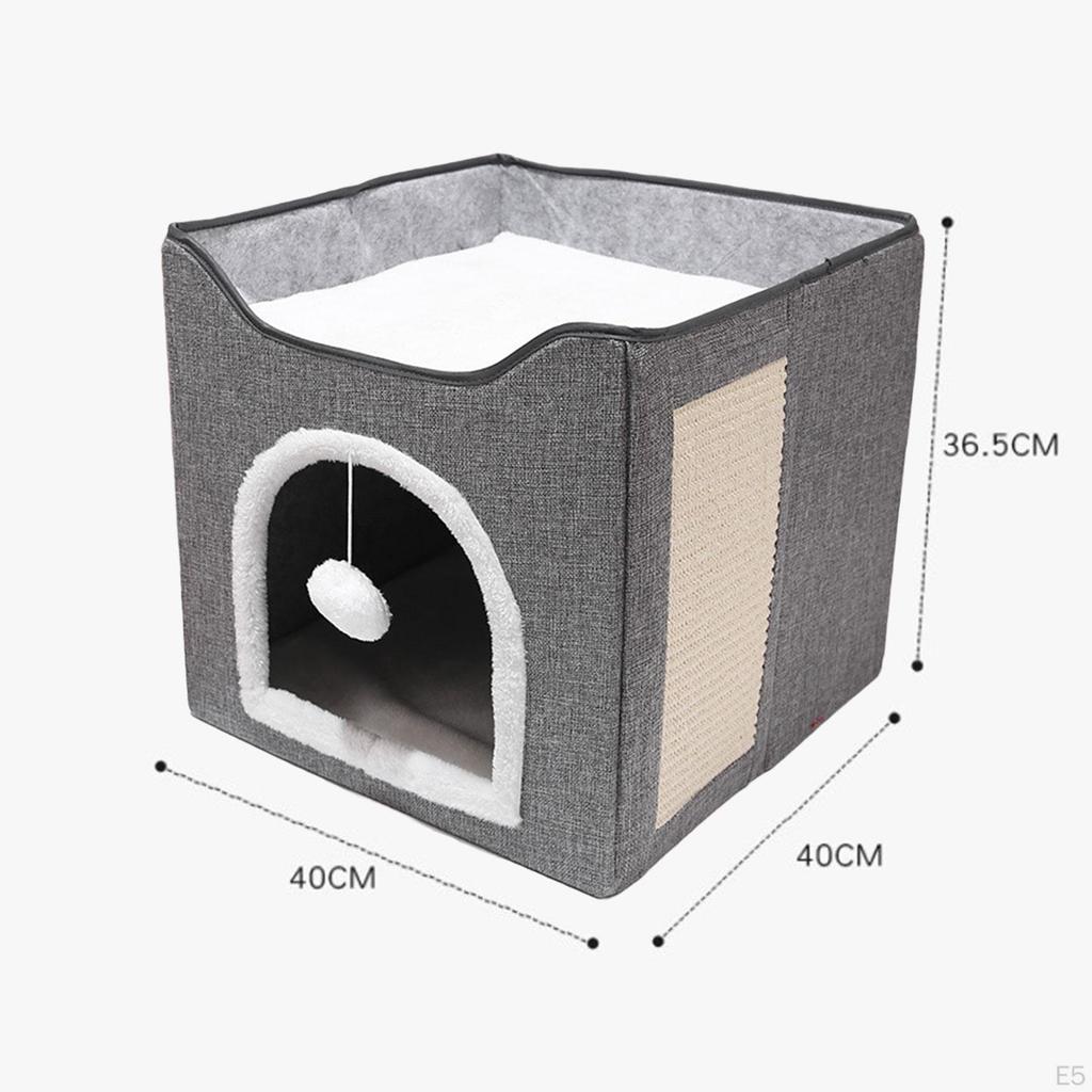 Cat Bed Cube Condo Dog Removable Cushion with Pet House for Multi Small