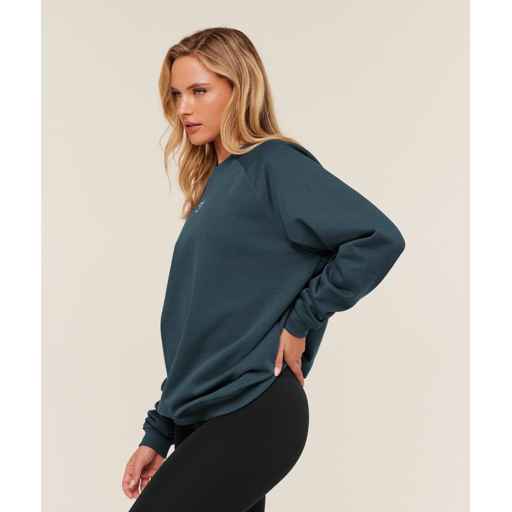 Gymshark Training Oversized Fleece Sweatshirt Gs Stealth Blue B5a9r Ud6s