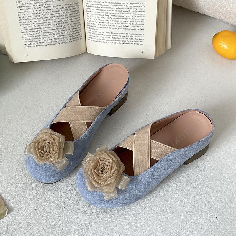 Fashion Flower Explosion High-end Thick Heel Bag Head Slippers Women's 2025 New Summer Outer Wear Inner Height Increase Cool Slippers