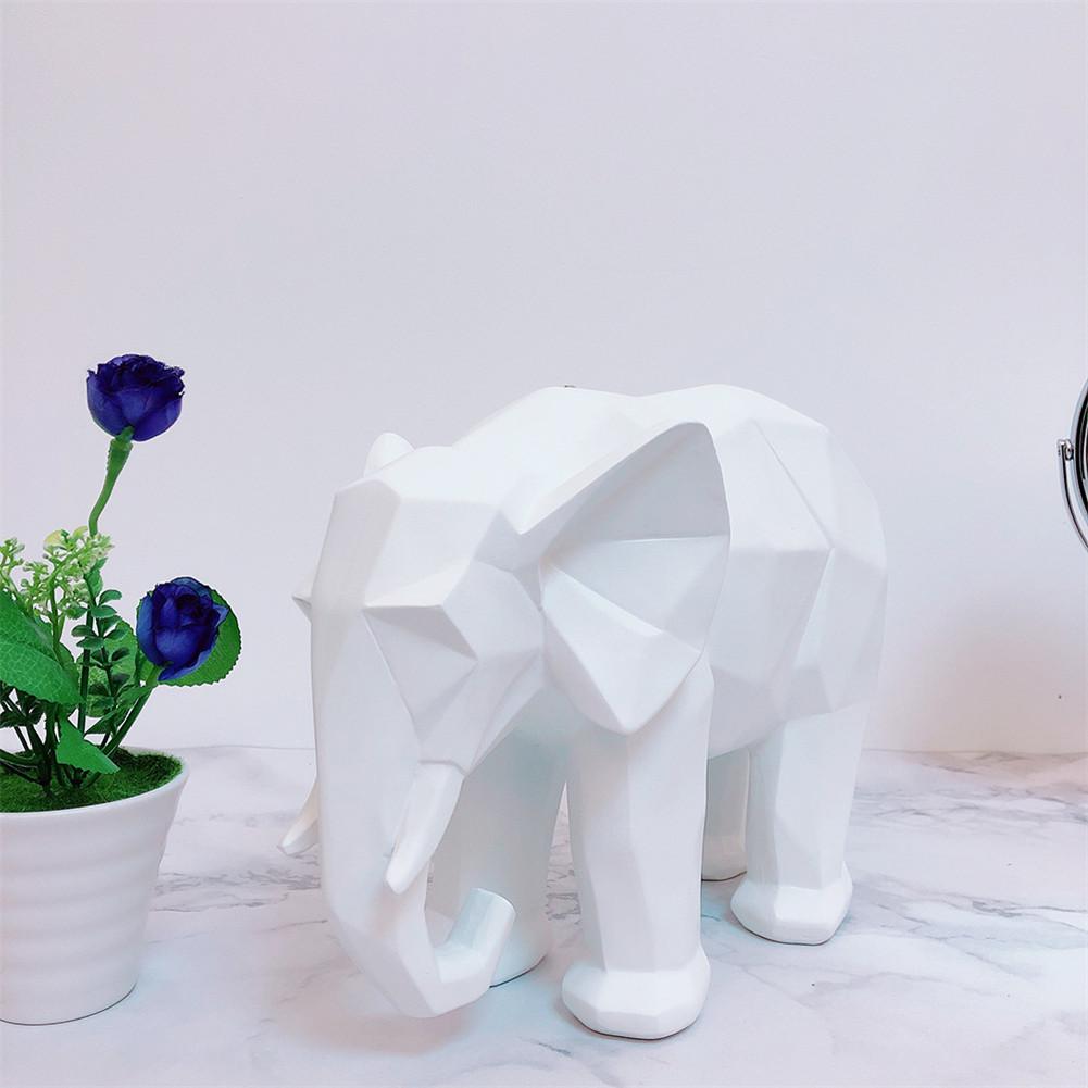 Fashion Abstract 3D Print Elephant Statue Resin Ornaments Home Decoration Accessories Gift Geometric Elephant Sculpture Crafts