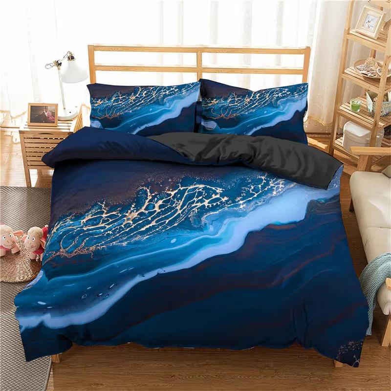 Abstract Marble Bedding Set Bronzing Marble Texture 3D Print Duvet Cover Set Microfiber Comforter Cover King Queen For Men Women