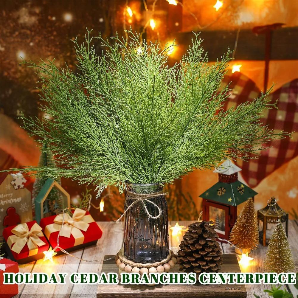 10pcs DIY Wreath Gifts Christmas Pine Branches Simulation Green Plant  Desktop Living Room Decor