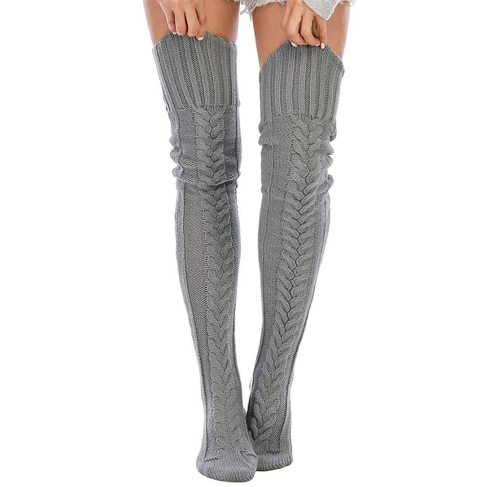 

Женские вязаные косами чулки выше колена, очень длинные зимние чулки, гетры выше колена, длинные носки в стиле готической лолиты