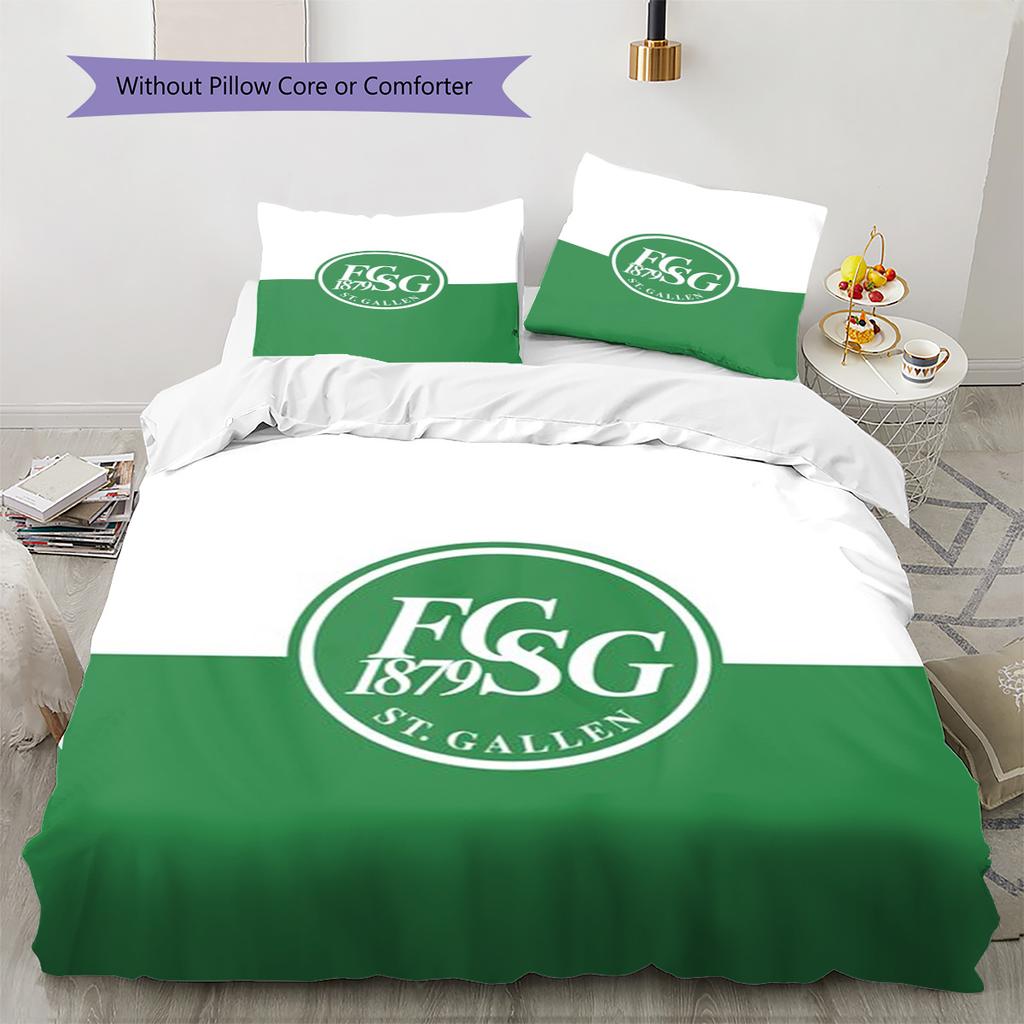 FC St. Gallen Pattern Bedding Set Quilt Cover Pillowcase Home Decor Gift (1 * duvet cover + 2 * pillowcase, without core)
